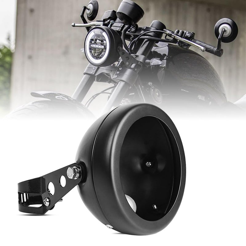 SKTYANTS 5 3/4" 5.75 Inch Motorcycle Headlights Housing Bucket Headlight Mount for Motorcycle Headlightï¼ˆBlackï¼‰ - Image 1